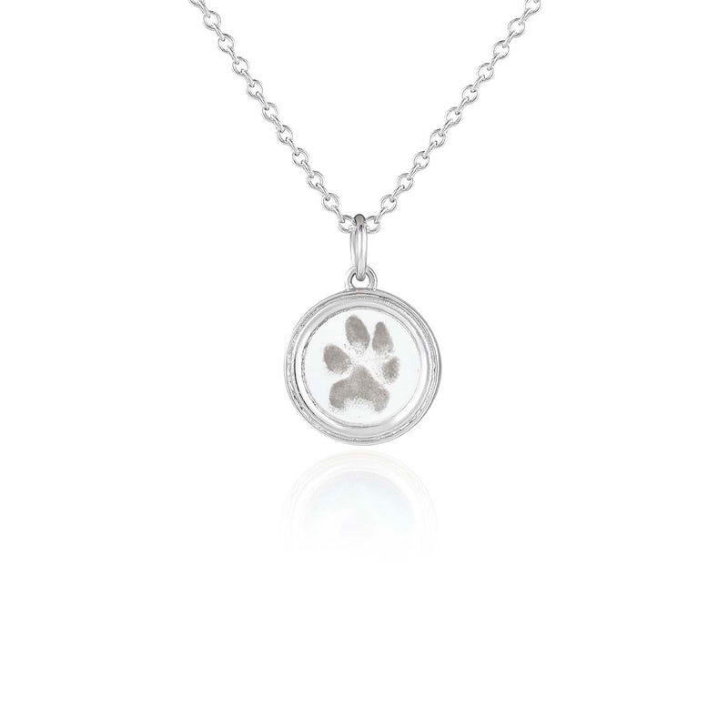 Framed Silver Personalised Paw Print Necklace